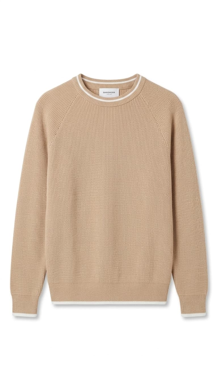 Beige Essential Rib-Knit Sweater — 1