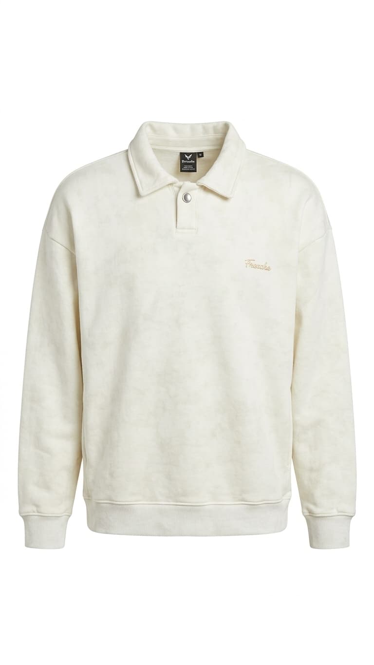 Cream Polo Collar Sweatshirt — 1