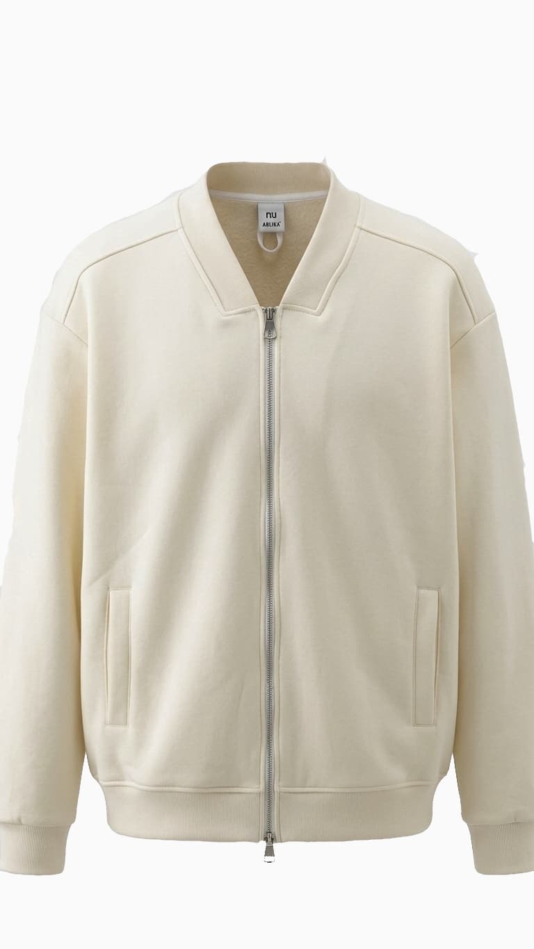 Cream Zip-Up Harrington Jacket