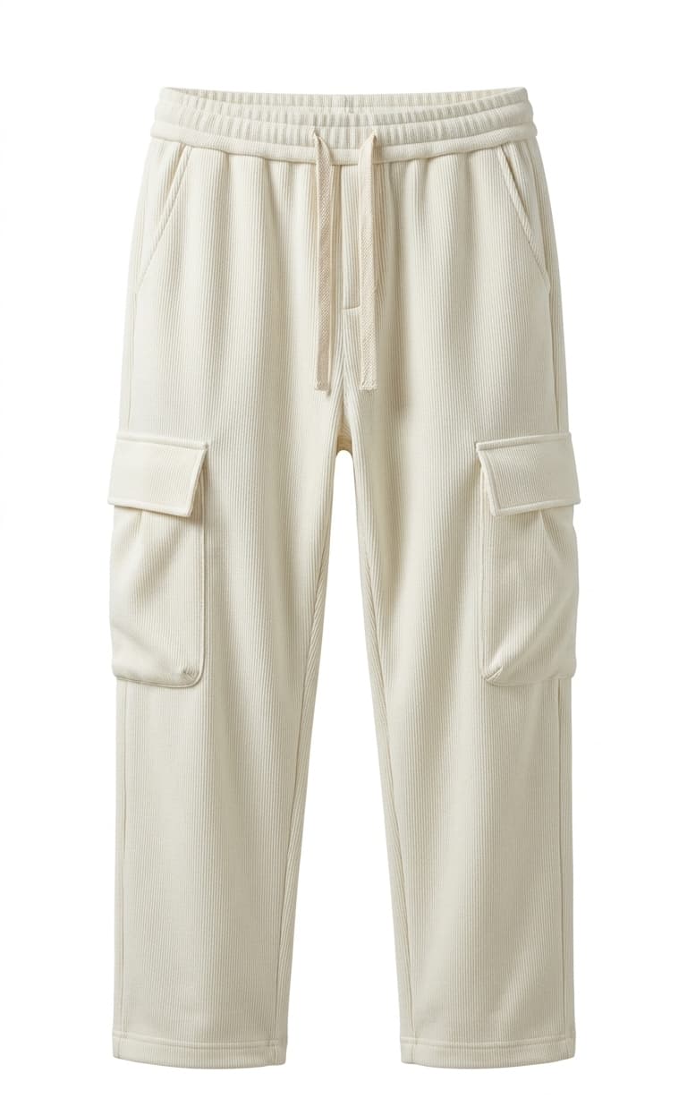 Ribbed Cargo Knit Pant (Cream) — 1