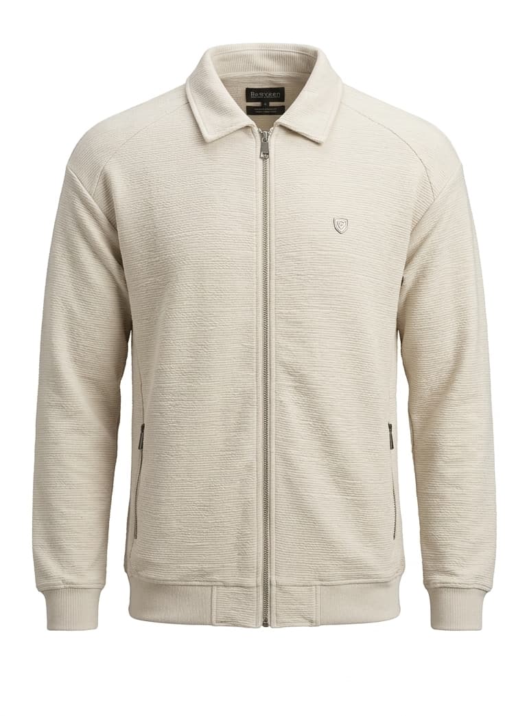 Textured Waffle-Knit Zip Jacket — 1